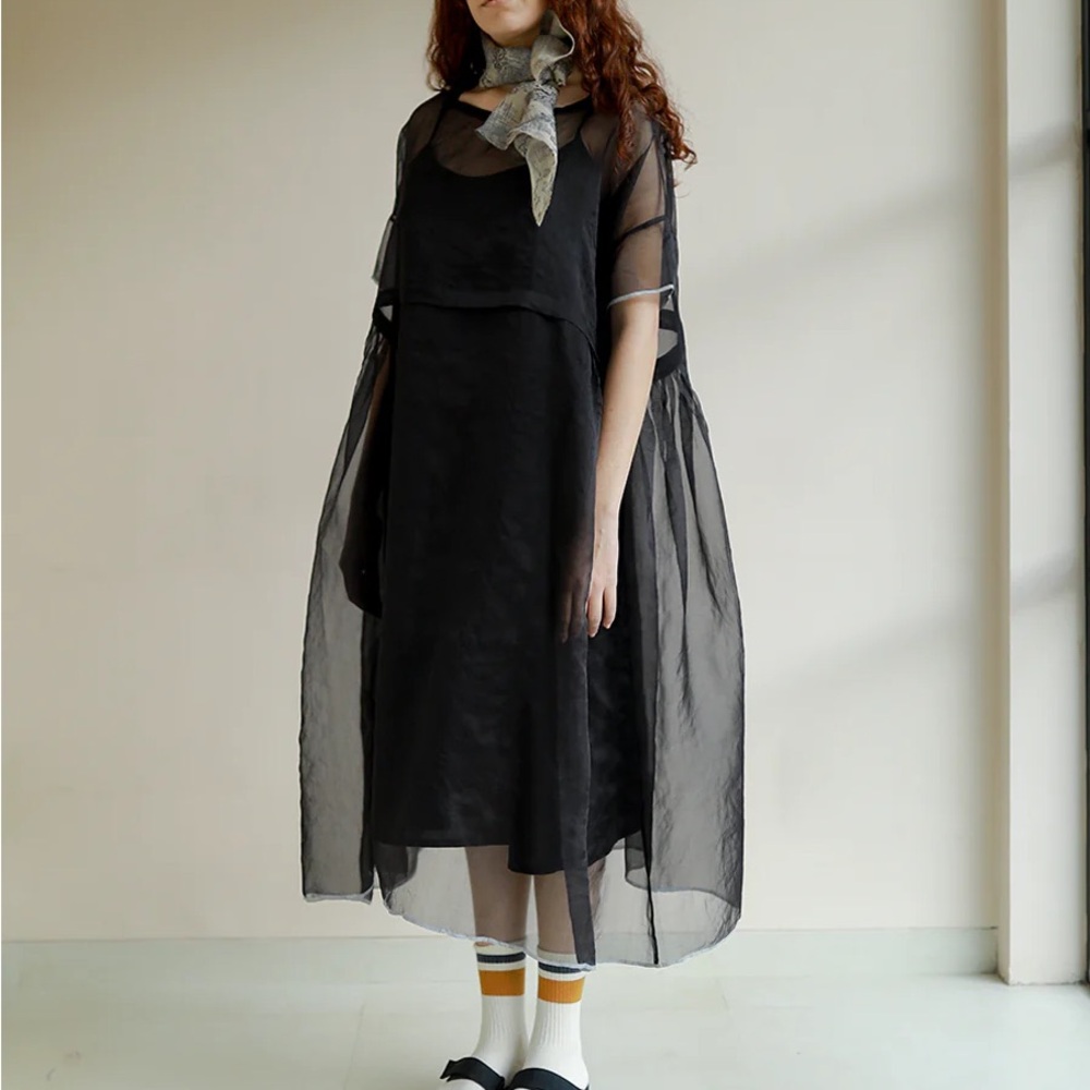 Chic Black Sheer Midi Dress